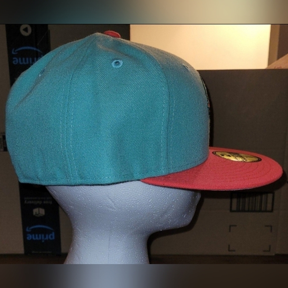 New Era/Hat Club/Ink Park-Tiki Man-Mint/Infrared Pink-Size 7 5/8 - Picture 3 of 6